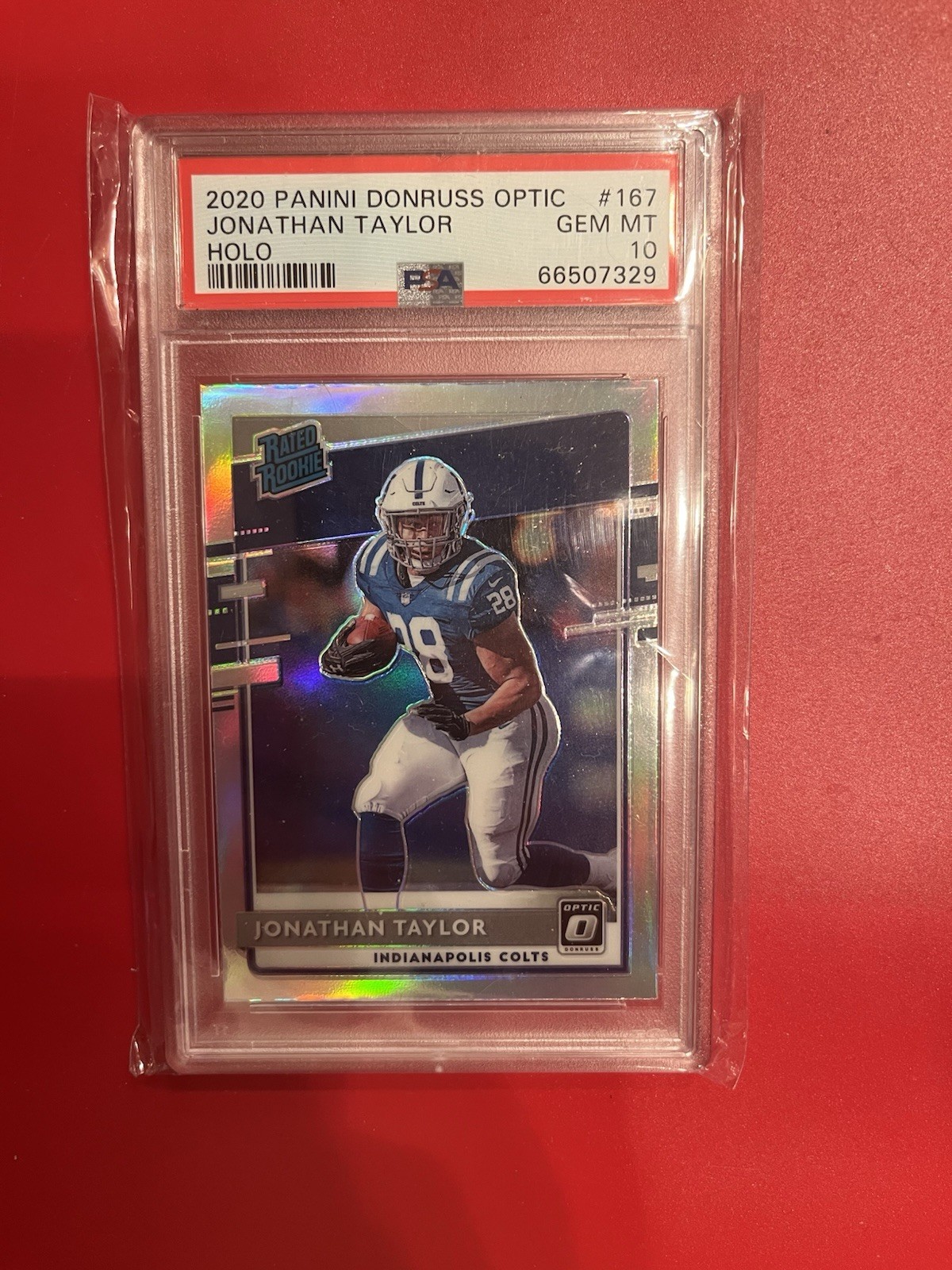 JONATHAN TAYLOR 2020 DONRUSS OPTIC RATED ROOKIE HOLO PSA 10 Gem Mint