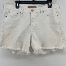 Y2K Vintage Levis 515 Womens White Denim Cut Off Shorts Sz 12 Stretch Frayed Hem