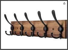 Kuhome Coat Rack Wall Mount Wooden Hat Rack for Wall Hooks Pine Real Wood Plank 