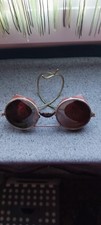 VINTAGE NICKELBRILLE SCHWEISSER GLETSCHER BRILLE LEDER GESPINSTBÜGEL ALT ANTIK O