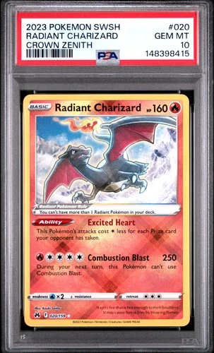 2023 POKEMON SWORD & SHIELD CROWN ZENITH #020 RADIANT CHARIZARD PSA 10