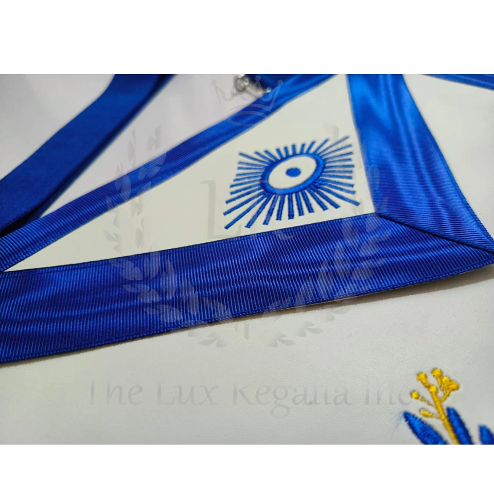 Masonic Regalia Blue Lodge Treasurer Faux Leather Apron Set Embroidered - Image 4 of 4