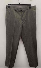 Perry Ellis Portfolio Men's Gray Flat Front Dress Pants Trousers Sz 36x32