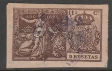 Spain & Colonies Fiscal revenue Stamp 277- very lite thin