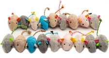 Cat Mice Toy 18-Pack Plush Catnip-Filled Mice Toys for Indoor Cats - Realistic D