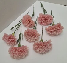 Vintage 1970s Pink Plastic Carnations Lot Of 7 Cottage Core