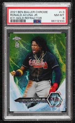 2021 Chrome Ben Baller Edition Icy Gold Refractor 5/50 Ronald Acuna Jr #I-3 15cm