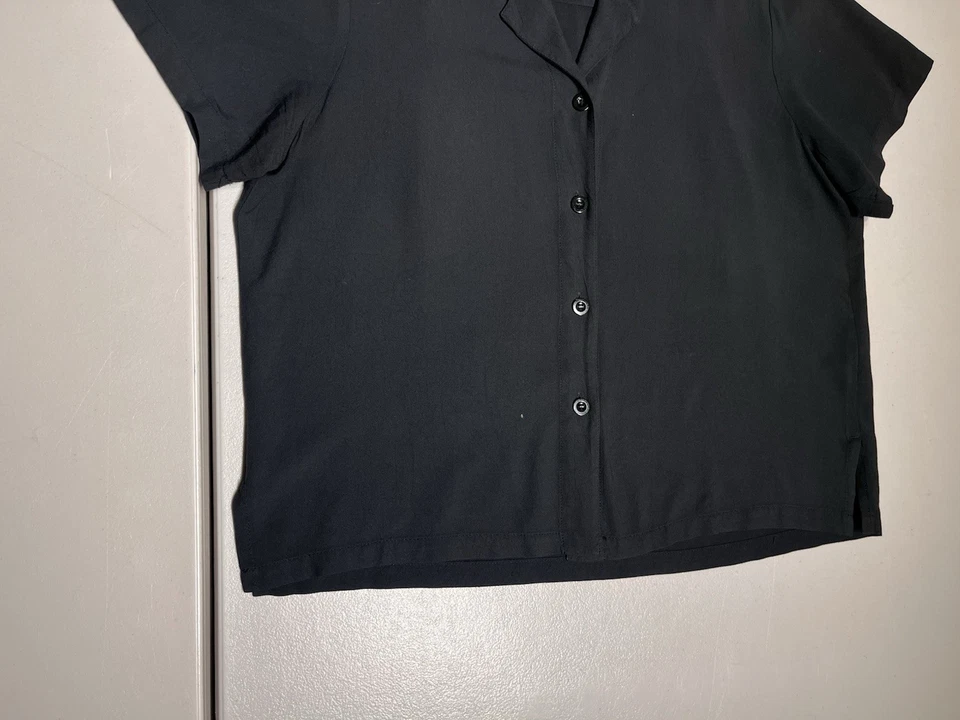 Джемы мира верхний женщин средний черный кнопка рубашка блузка 100% вискоза повседневный винтажный - Изображение 3 из 4