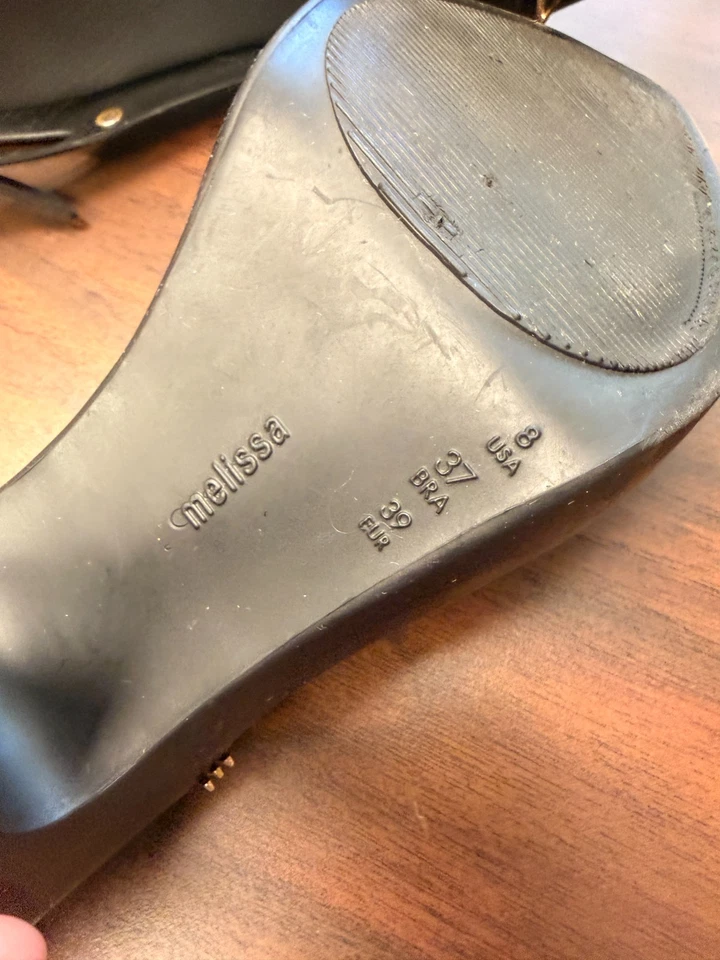 Zapatos Melissa Negro Jalea Cordones Punta Abierta Cristal Piedra Tacón US8 EU39 Foto 4 de 4