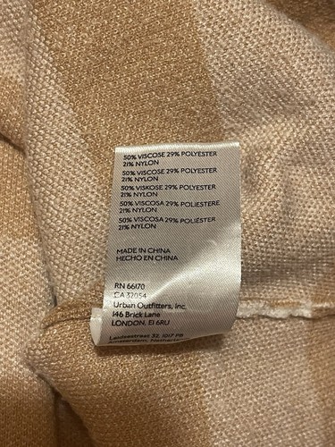 Maeve Anthropologie Striped Mock Neck Pullover Sweater Tan & White Size Medium - Picture 7 of 7