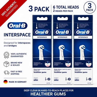Oral-B Interproximal Interspace Brush Heads 3 Packs (6 Total) Replacement Heads