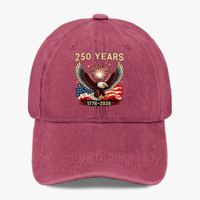 USA 250th Anniversary Eagle Flag Fireworks Patriotic Adjustable Hat Cap Unisex