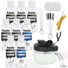 Airbrush Cleaning Kit Pot with 6 Cleaner 2 Thinner 100ml Water Based Acrylic