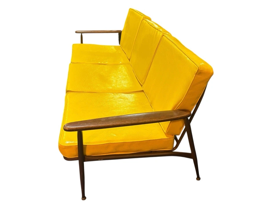 Sofá sofá vintage MCM Baumritter de metal y madera PATIO sol porche con cojines años 60 Foto 2 de 4