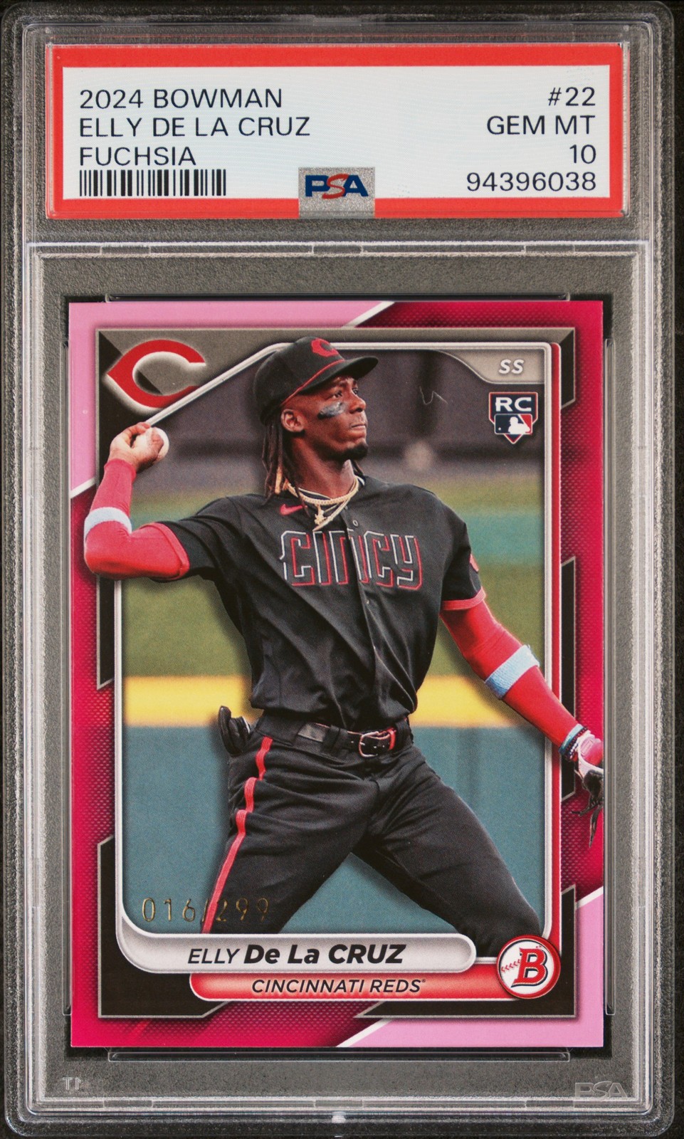 2024 BOWMAN FUCHSIA #22 ELLY DE LA CRUZ 16/299 PSA 10