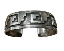LAST CHANCE Native American Navajo Hopi Sterling Silver Overlay Cuff Bracelet