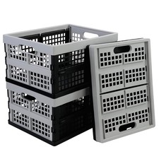 Jandson 3 Packs Plastic Folding Milk Crate 16 Quart Collapsible Storage Crates
