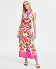 Vince Camuto Printed Halter Sleeveless Maxi Dress 16 Pink Floral Wedding NWT
