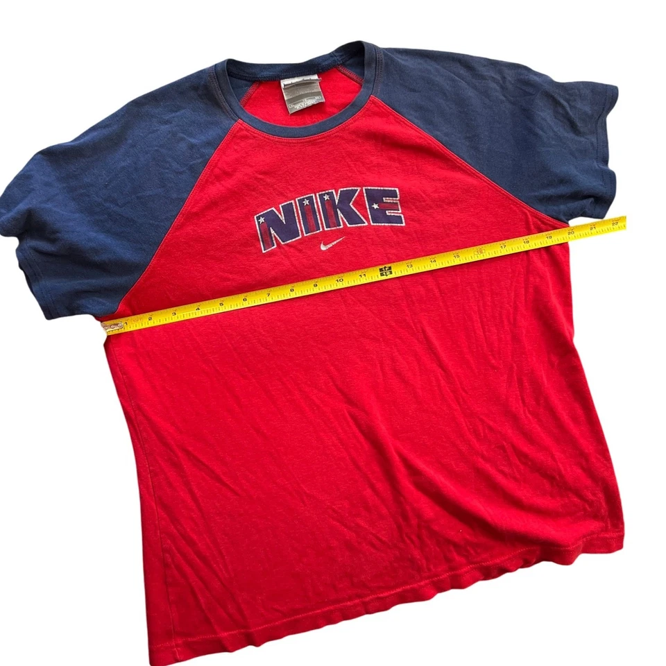 Camiseta Nike De Colección Años 90 Para Hombre XL Roja Azul Logo Deletreado Estrellas de Estados Unidos De Colección Foto 3 de 3