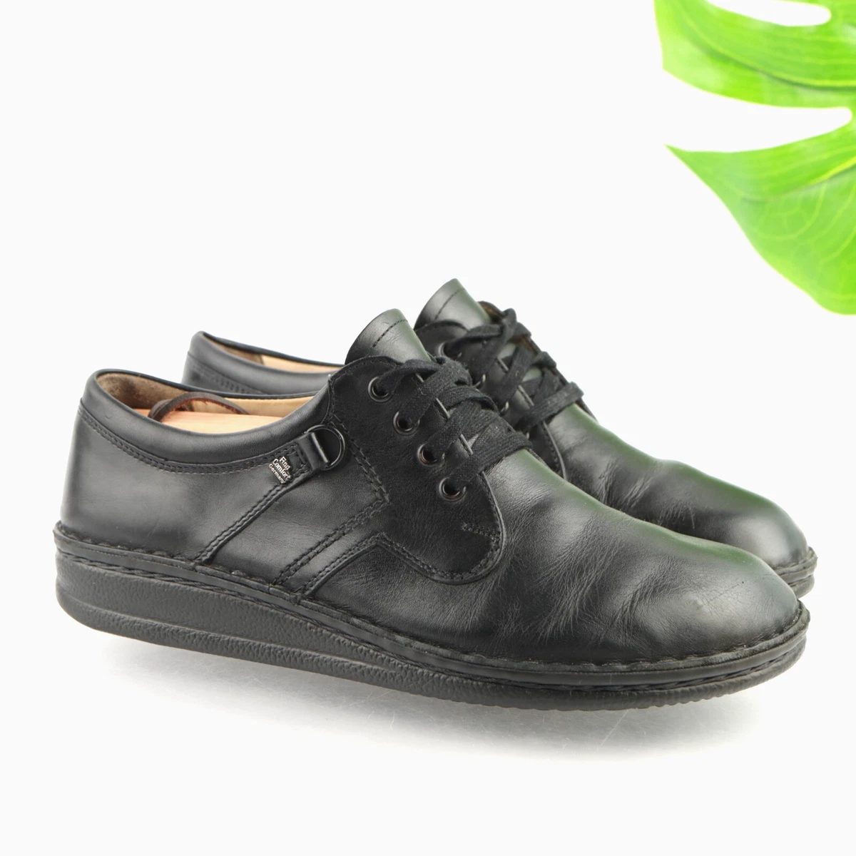 Finn Comfort Black Leather Oxford Lace Up Comfort Shoes Unisex 40 Men 7 Women 9 Oxford Finn Comfort Comfort Shoes for Women with Upper  main image 3