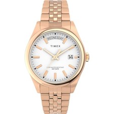TIMEX Legacy Day Date Watch White Dial Quartz Movement Women's Gold TW2W32200