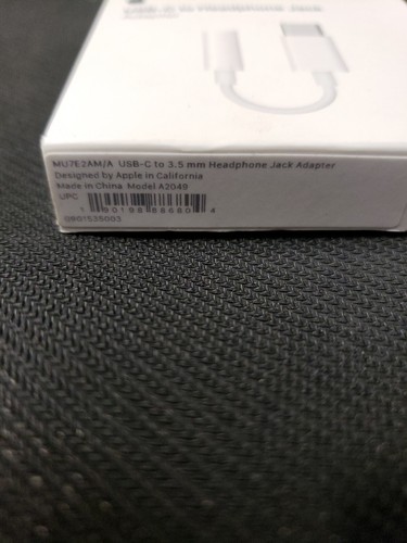 GENUINE OEM Apple USB-C to 3.5mm Headphone Jack Adapter MU7E2AM/A A2049 - Photo 4 sur 4