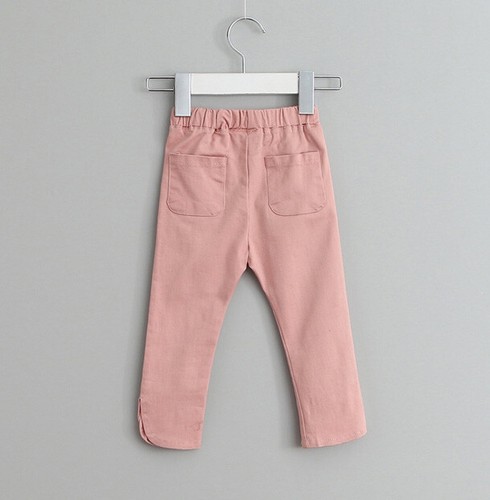 Toddler Little Girls' Ankle Cropped Pants Elastic Waist Skinny Jeans Pink Black - Picture 4 of 6