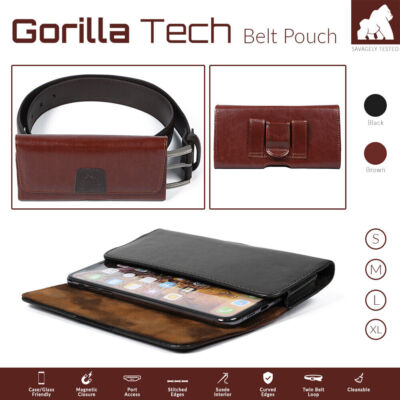Handy Echtleder Holster Gürteltasche Etui Stark Twin Magnet Flip