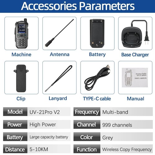 For Baofeng UV 21 Pro Wireless Copy Frequency Walkie Talkie Flashlight Ham Radio - Zdjęcie 6 z 26