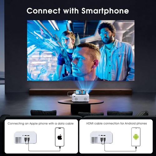 Bluetooth Mini Projector: 300-Inch Screen, 4K Support – Ideal for Entertainment - Picture 4 of 9