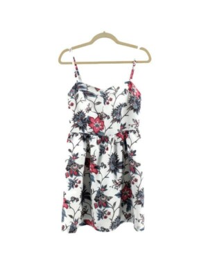 LOFT Women's Floral Sweetheart Mini Dress Fit Flare Linen Size 2 | eBay