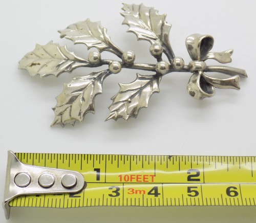 Vintage Italien Fait à la Main Véritable Argent Holly Vie Taille Noël Décoration - Photo 8 sur 11