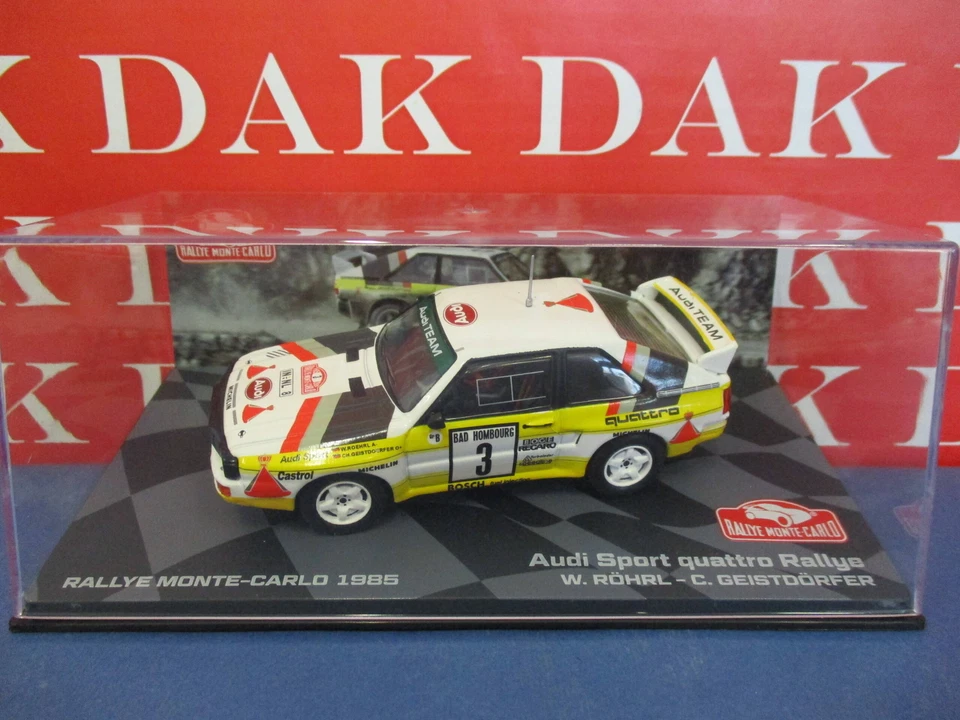 Die cast 1/43 Modellino Auto Audi Quattro Sport Rally Monte Carlo 1985 Rohrl RMC - Immagine 4 di 4