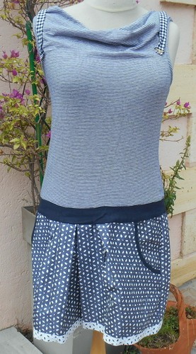 Robe Bleue à Rayures LMV 'Majorca' Taille 36 - Sans Manches, Longueur Genou - Neuve Sans étiquette