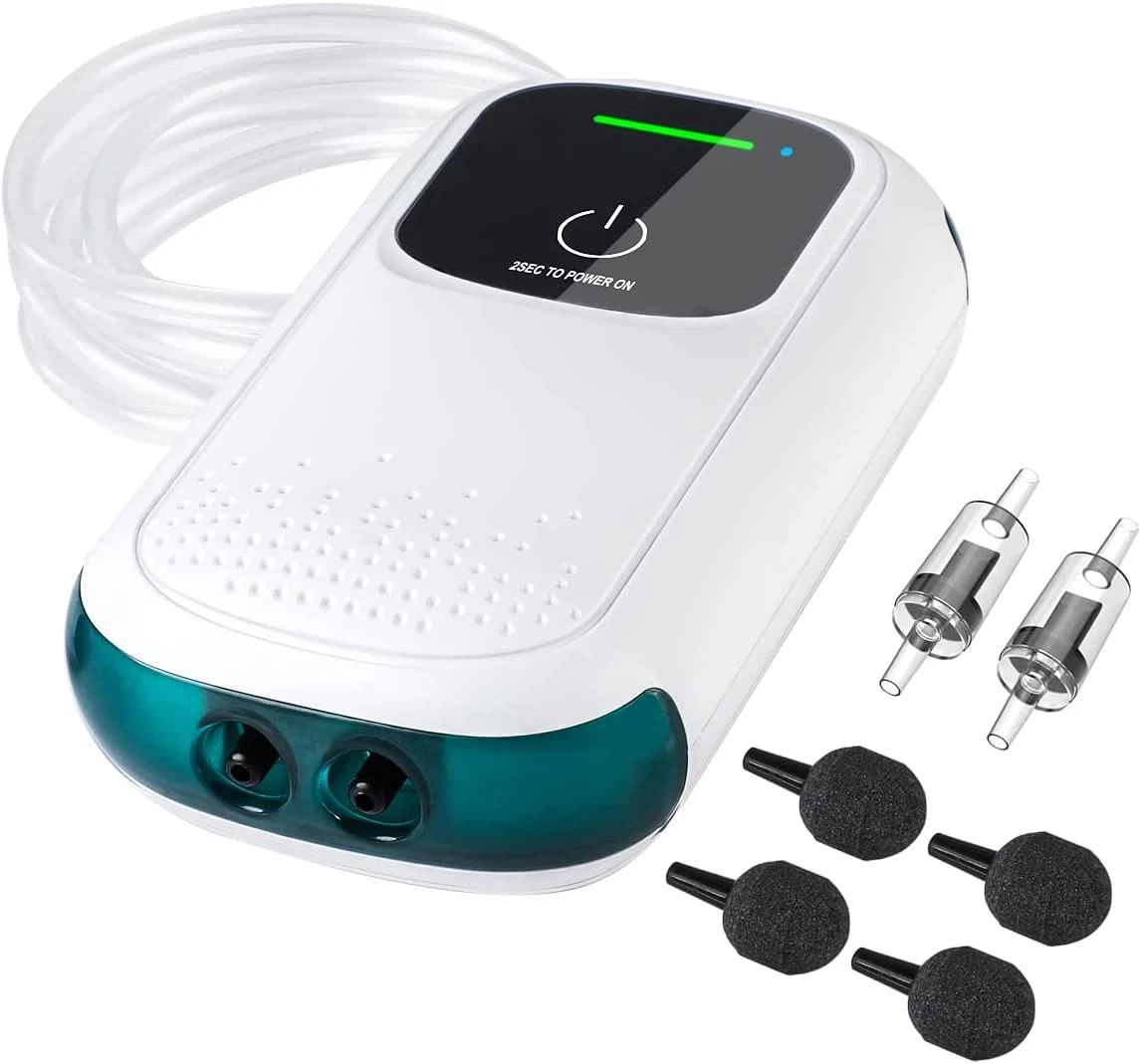 Battery Aquarium Air Pump Quietest Rechargeable and Portable Fish