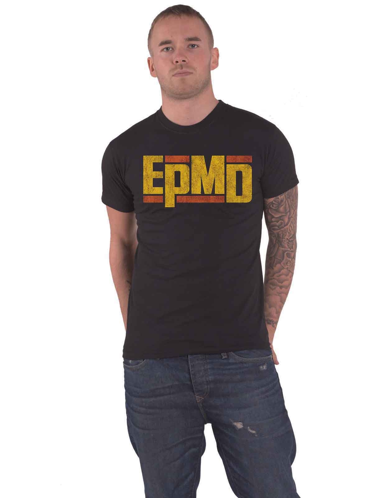 EPMD Official Mens Black Distressed Classic Logo T-Shirt