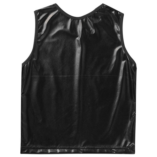 Kids Boys Girls Metallic Shiny Sleeveless Vest Dance Sports Jazz Tank Top Shirt - Picture 5 of 65
