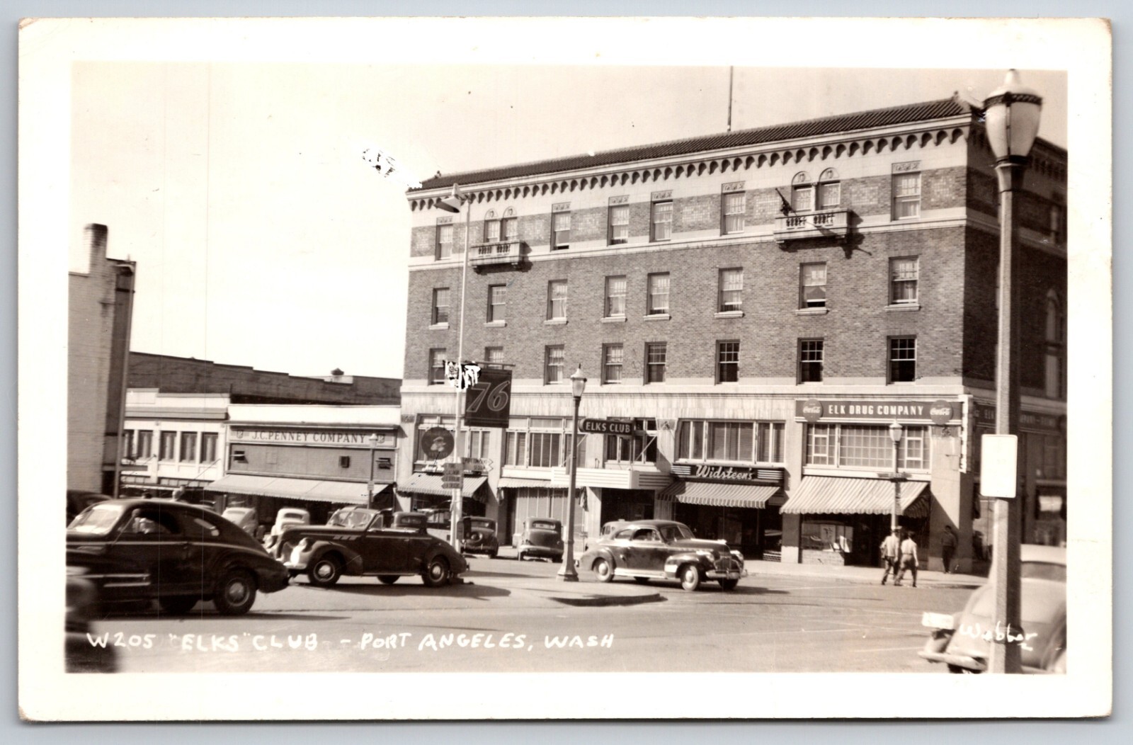 RPPC Elks Club JC Penney Street View Port Angeles WA Weber Photo Postcard K1