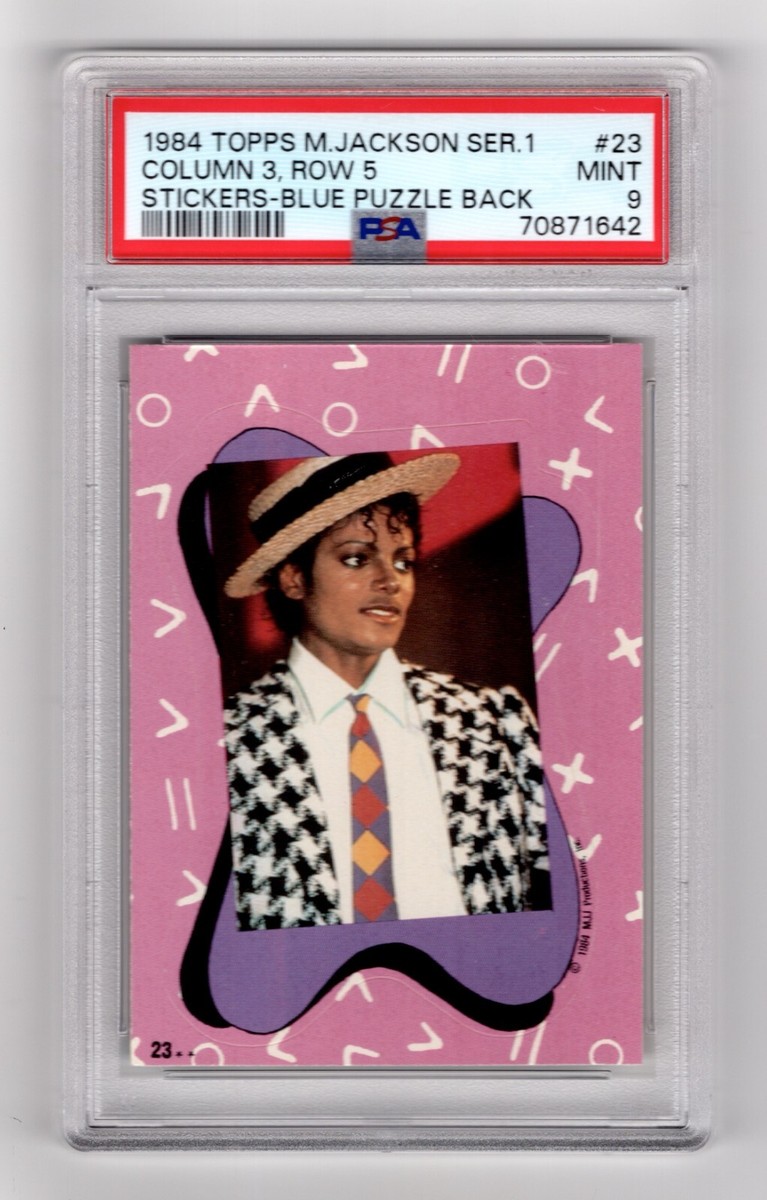 PSA 9 MICHAEL JACKSON 1984 Topps Card #23 STICKERS BLUE PUZZLE