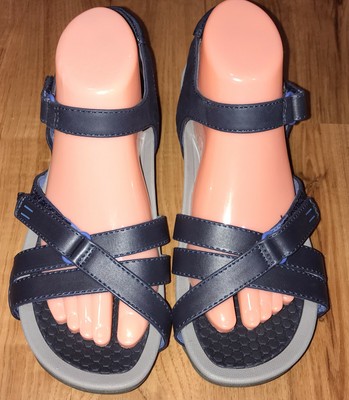 navy blue bare trap sandals