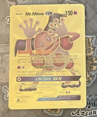 Mr. Mime GX HP150 - Gold Foil Fan Art Pokemon Card | eBay