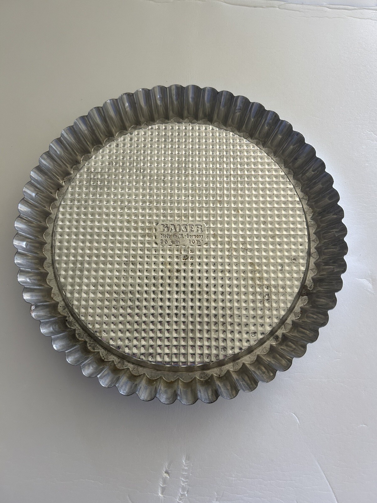 Vintage Kaiser Metal 10” Fluted Baking Pie Pan Made W. Germany Waffle Bottom