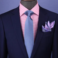 Blue & Silver Check Pattern Necktie Business Formal Elegance For Smart Men's Ego