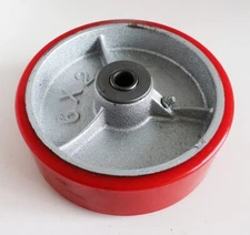 6x2 POLYUR WHEEL ON STEEL CORE, ROLLER BEARING, 1/2" ID, 1200 LB, METAL END CUPS