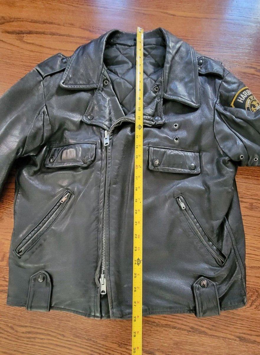 VINTAGE POLICE LEATHER JACKET - HARBOR POLICE - TOWN OF VINTAGE POLICE LEATHER JACKET - HARBOR POLICE - TOWN OF