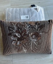 RALPH LAUREN AVERY BARKIN VELVET EMBELLISHED DECORATIVE PILLOW BROWN FLOWER 2Pcs