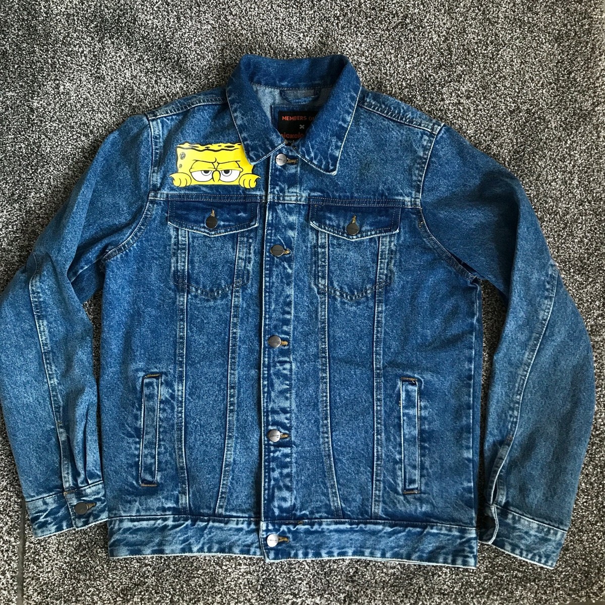 SPONGEBOB DENIM JEAN JACKET nickelodeon members only retro big