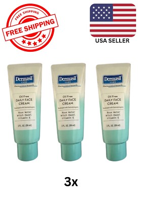  ( Lot Of 3 ) NEW! Dermasil Labs, Oil Free Daily Face Cream, 2floz FREE SHIP! 