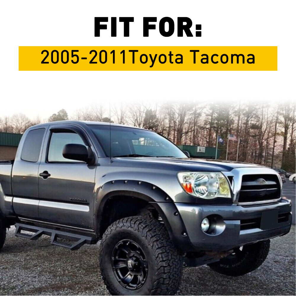 Front Bumper Filler Trim Panels – Under Headlight – Toyota Tacoma 2005-2011 – Black Metal