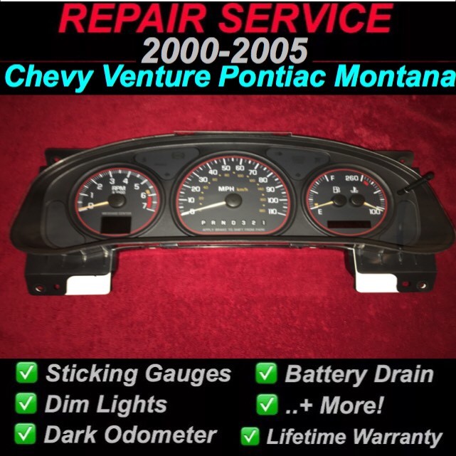 GM REPAIR SERVICE 2000-05 Chevy Venture Pontiac Montana Instrument Gauge Cluster